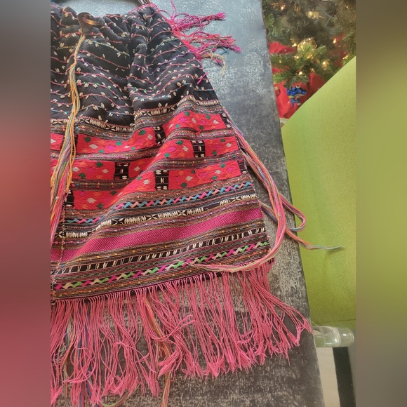 Elliot Mann Oversized Fringe Detail Boho Hippy bag with leather handle - Picture 11 of 14